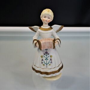 Schmid Bros Porcelain Angel Playing  Accordion Vintage Figurine